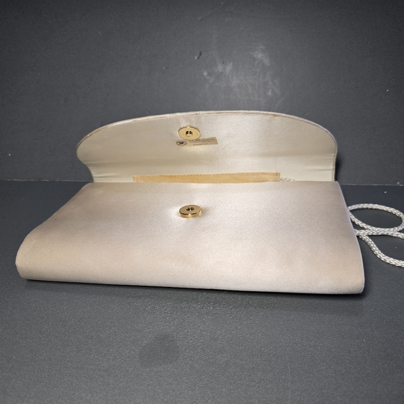 Vintage 1980's Partners Ivory Satin Clutch Purse 48557, 10" X 6 " - Picture 7 of 14